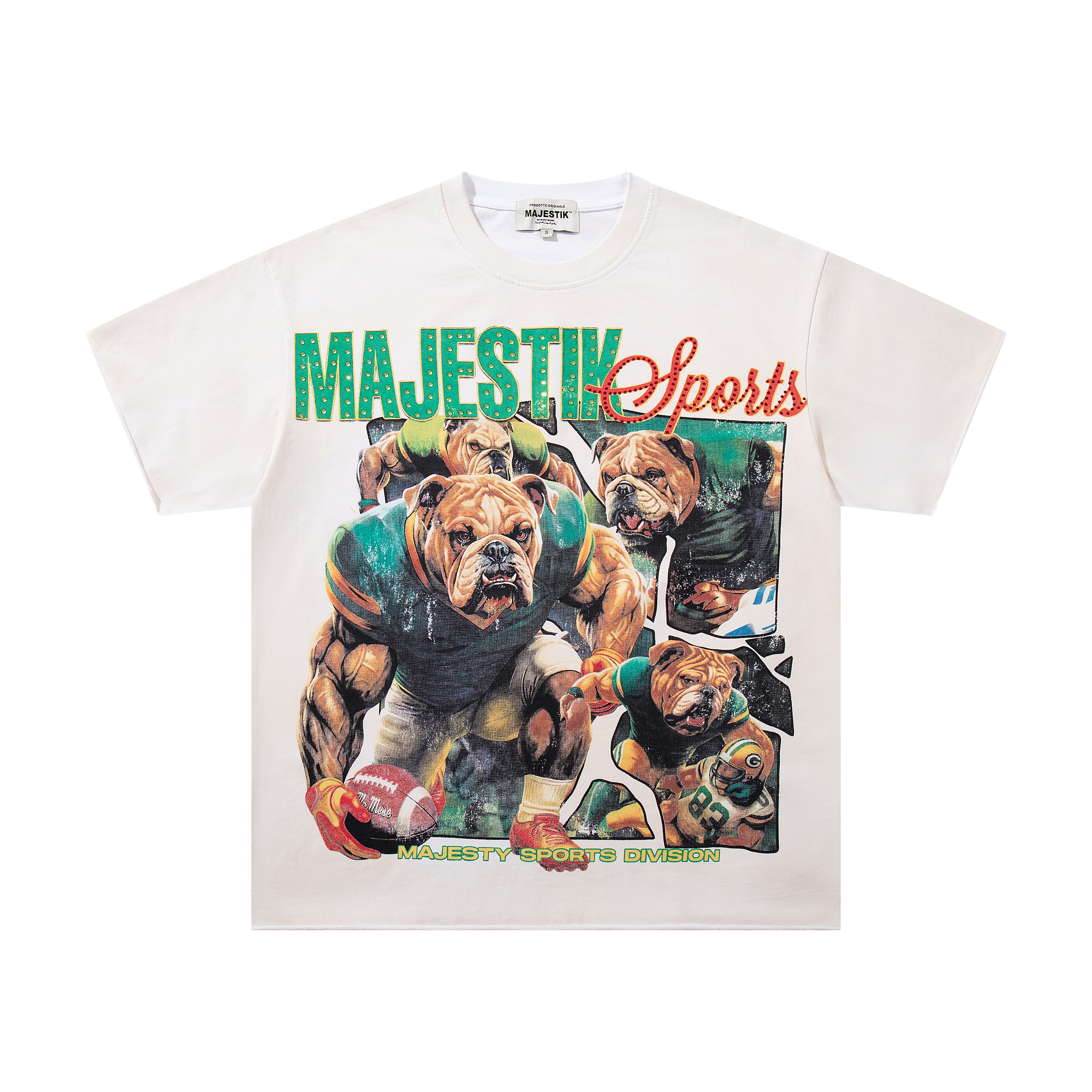 MAJESTIK Sports Bulldog Vintage Graphic T‑Shirt