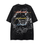 MAJESTIK Skeleton DJ Vintage Washed Double‑Sided Graphic T‑Shirt