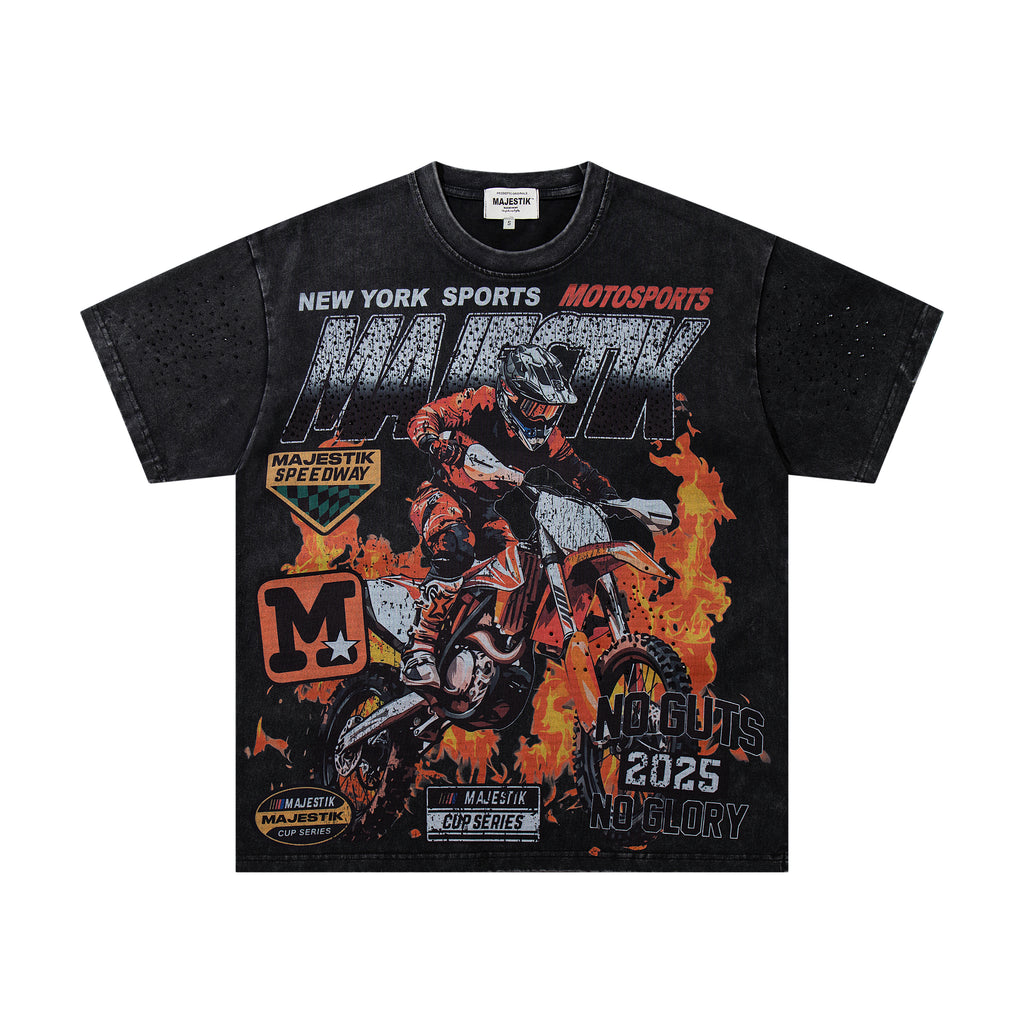 MAJESTIK Motosports 00 Champions Vintage Black Double‑Sided T‑Shirt