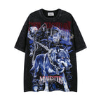MAJESTIK Grim Reaper Scythe Vintage Washed Graphic T‑Shirt