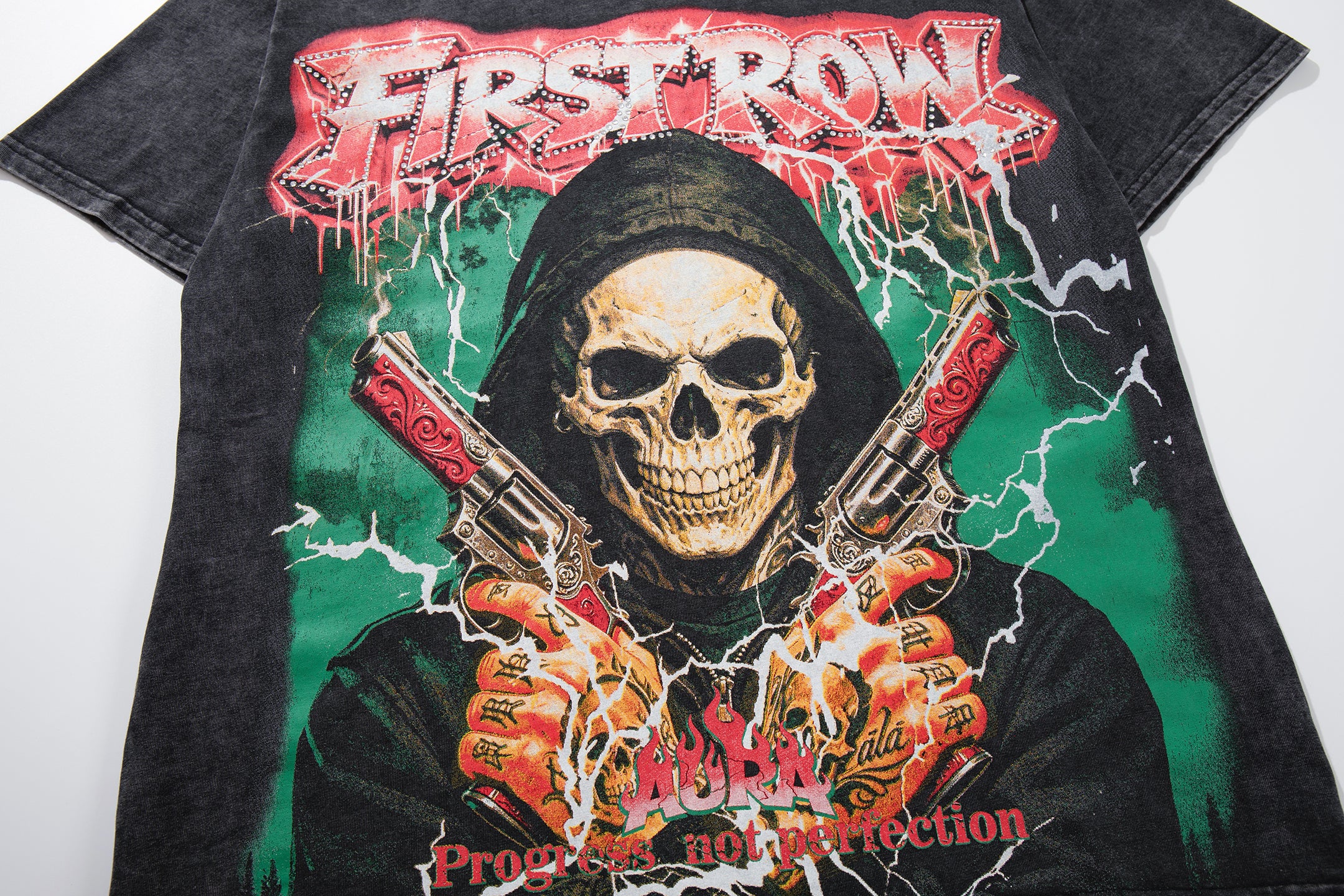 MAJESTIK Double‑Sided Skull Graphic Vintage T‑Shirt