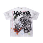 MAJESTIK Graffiti Sketch Art White Double‑Sided T‑Shirt