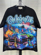 MAJESTIK Neon Sports Car City Vintage T‑Shirt