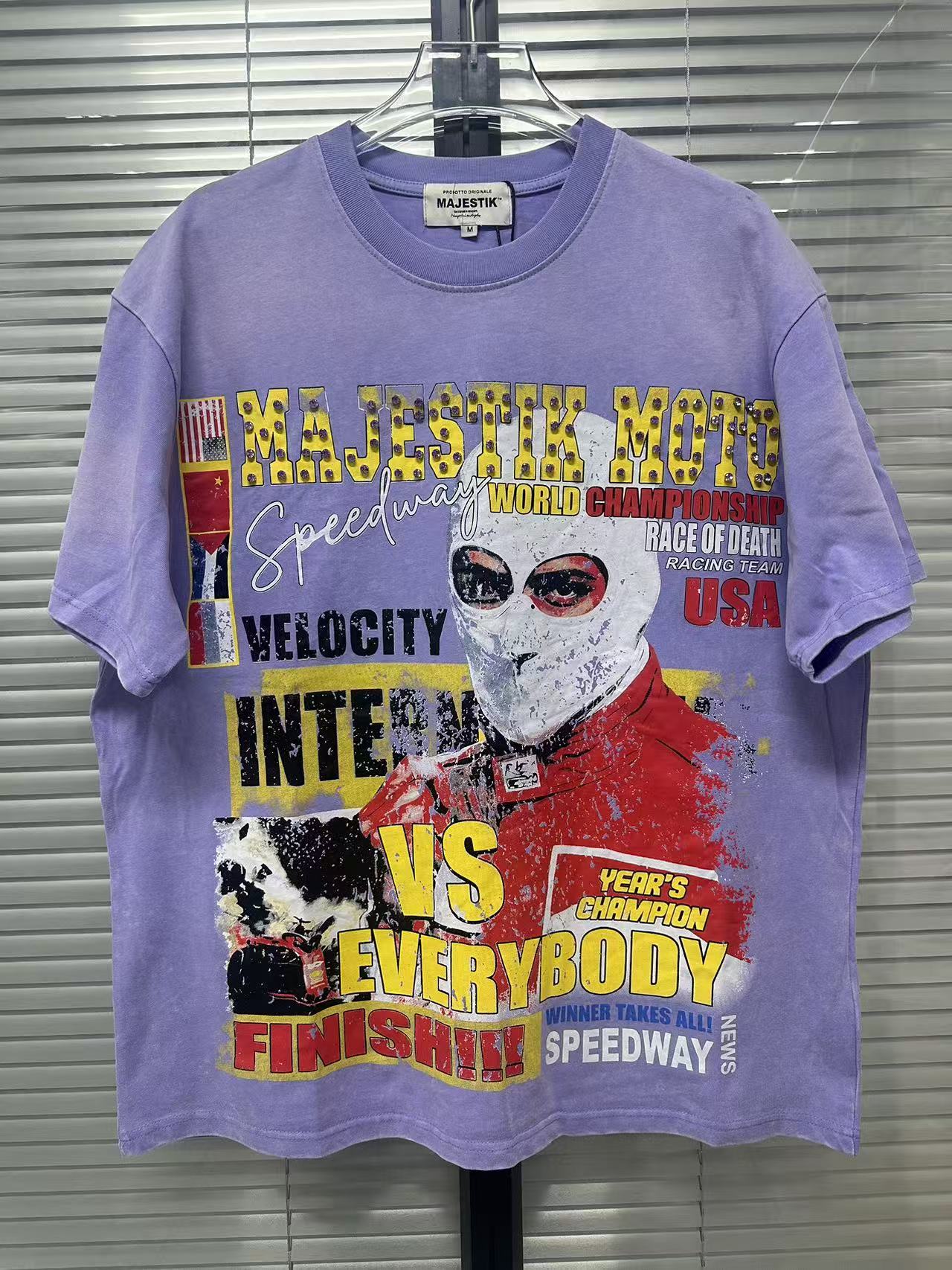 MAJESTIK Moto Racing Vintage Purple T‑Shirt