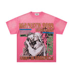 MAJESTIK Soul Light In Darkness Pink Vintage T‑Shirt