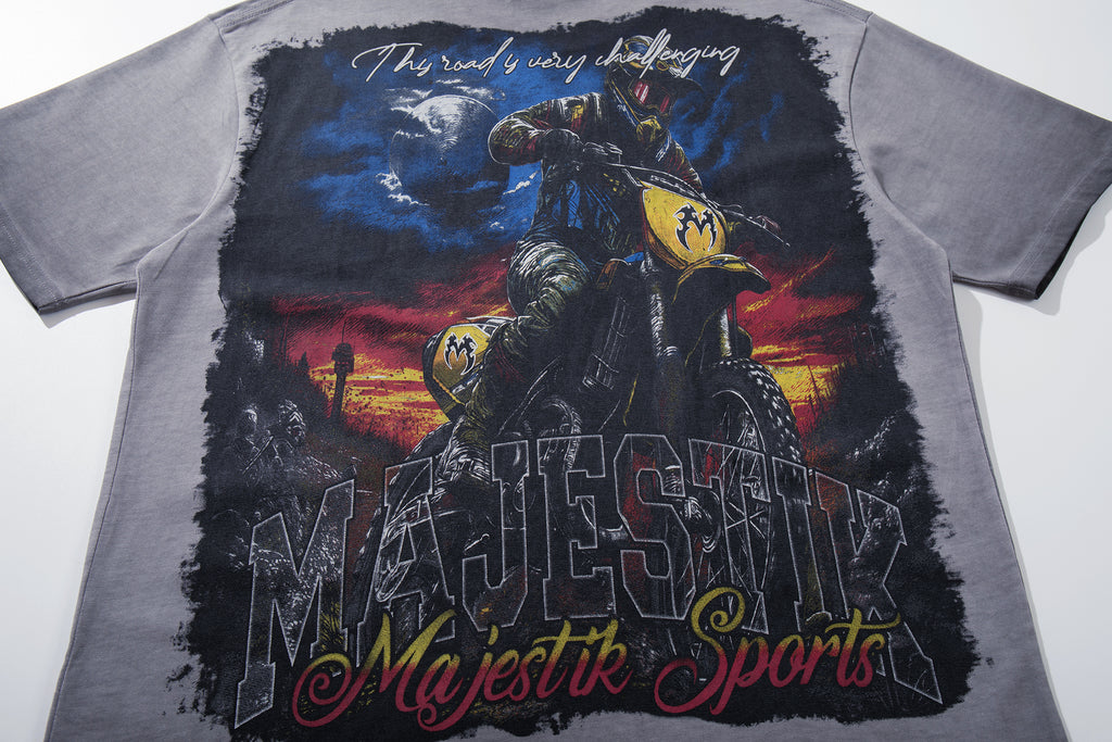 MAJESTIK Dirt Bike Vintage Graphic T‑Shirt