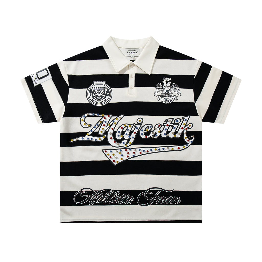 MAJESTIK Striped Embroidered Polo Shirt
