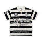 MAJESTIK Striped Embroidered Polo Shirt