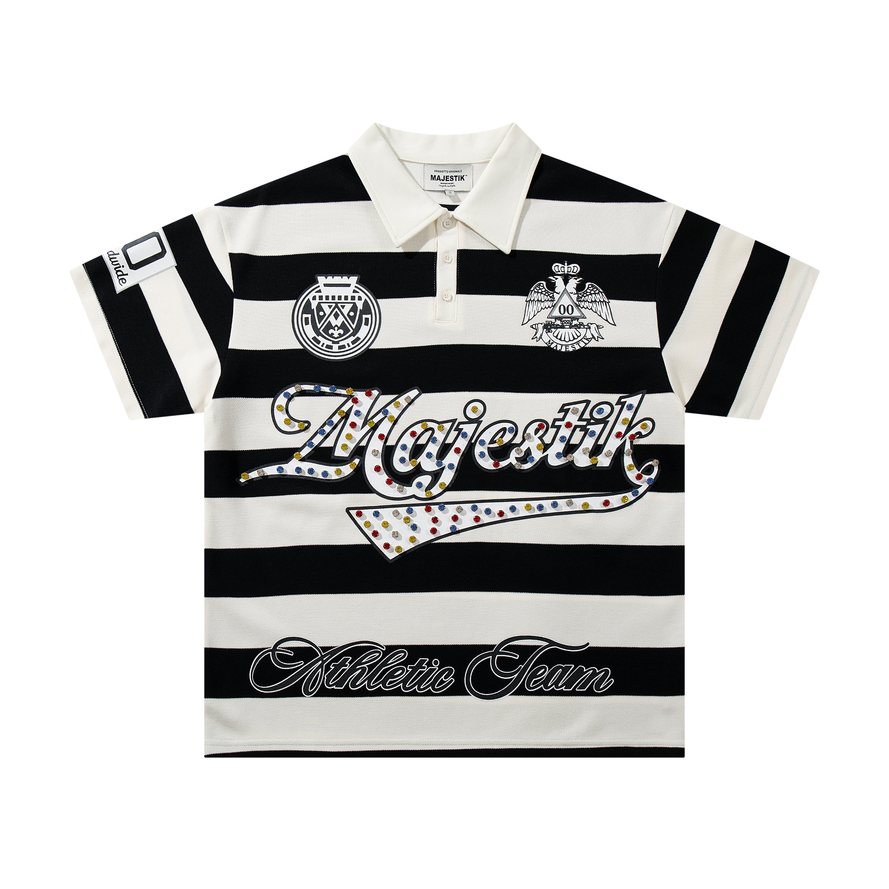 MAJESTIK Striped Embroidered Polo Shirt