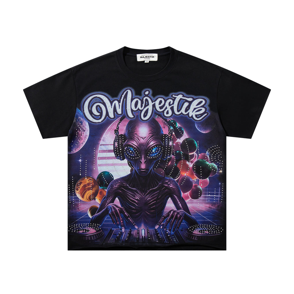 MAJESTIK Alien DJ Space Vintage T‑Shirt