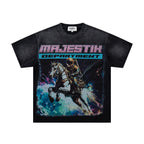 MAJESTIK Department Knight Horse Double‑Sided Vintage T‑Shirt