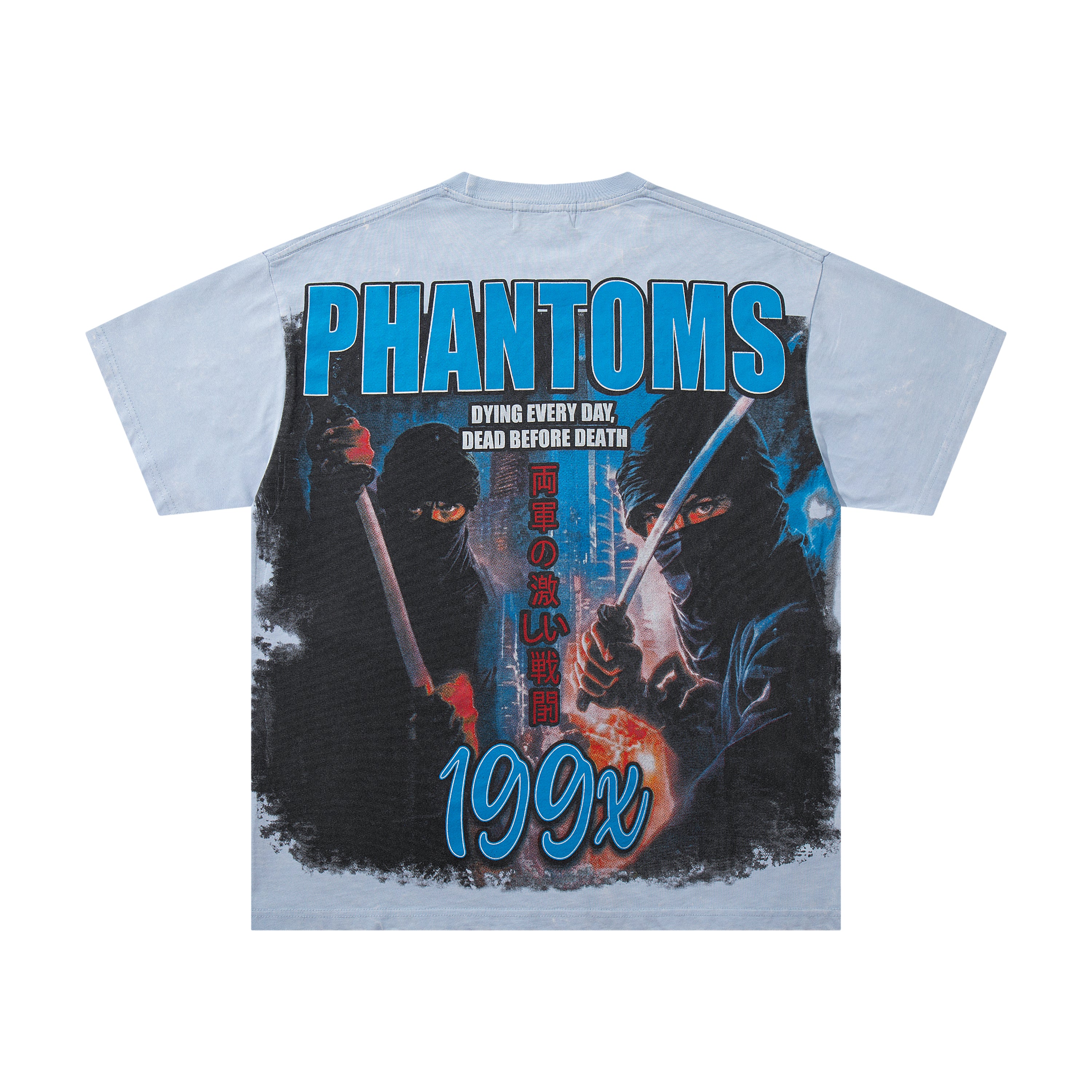 MAJESTIK Phantoms 199x Vintage Light Blue Double‑Sided T‑Shirt