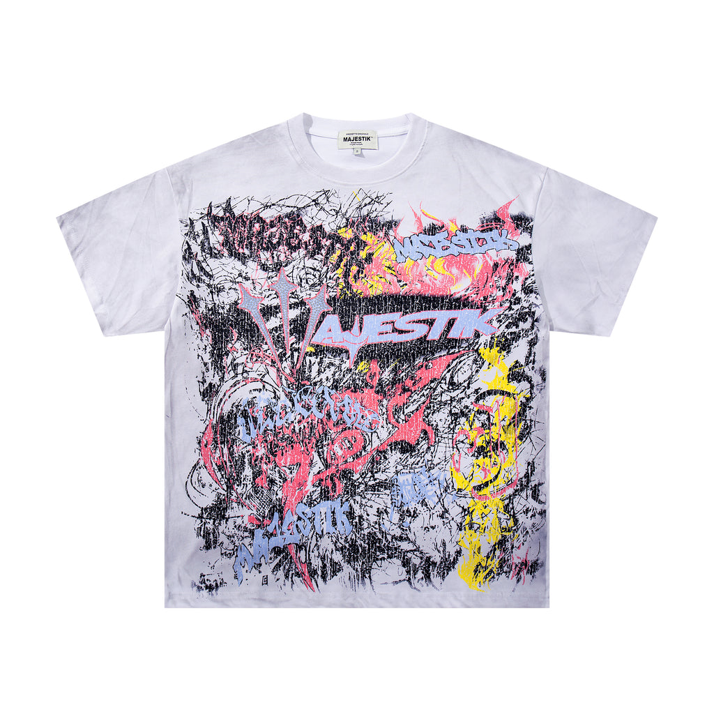MAJESTIK Fearless Graffiti Chaos Double‑Sided Vintage T‑Shirt
