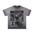 MAJESTIK Relentless Cross Wings Vintage T‑Shirt