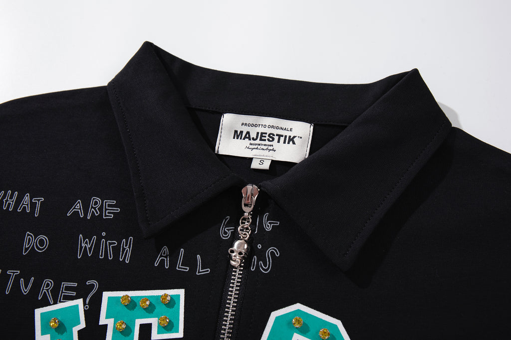 MAJESTIK Global Half‑Zip Polo T‑Shirt