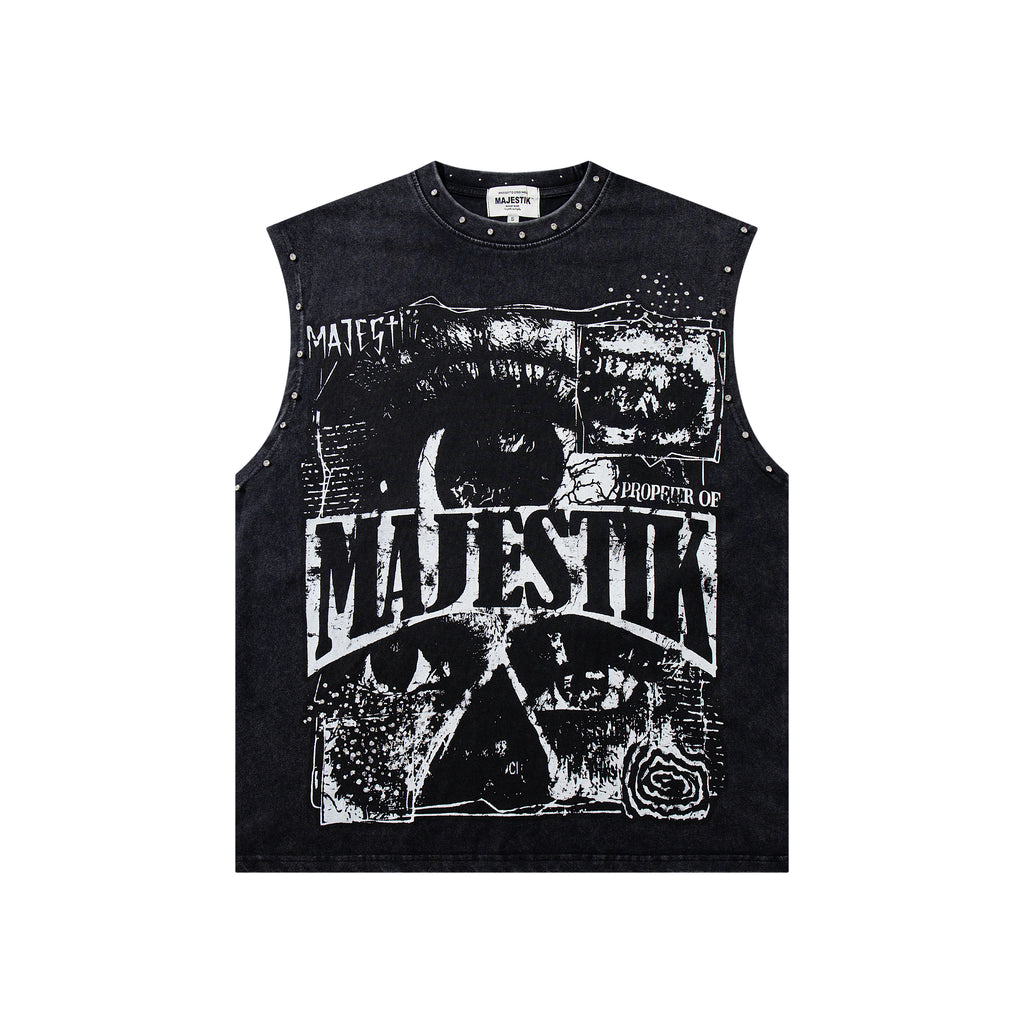 MAJESTIK Studios Distressed Eye Graphic Sleeveless Tank Top