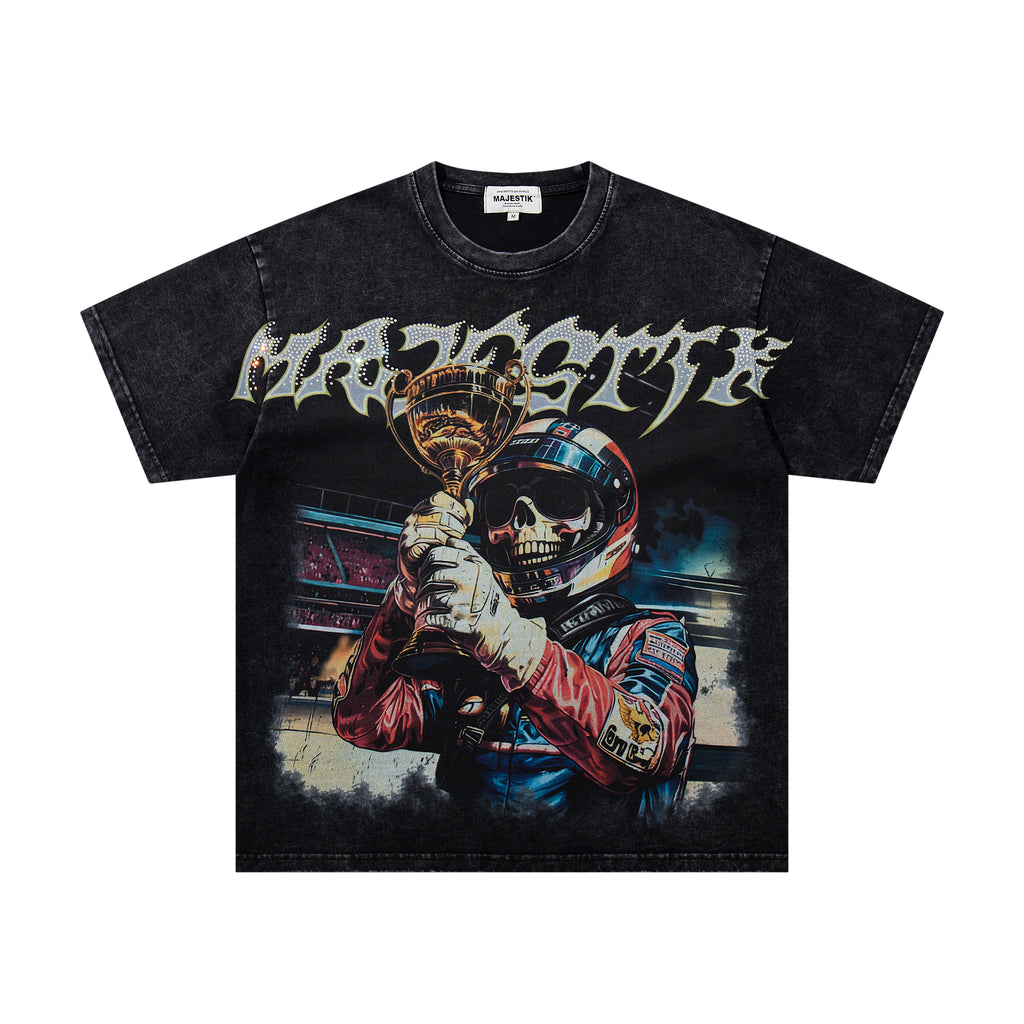 MAJESTIK Trophy Champion Skeleton Double‑Sided Vintage T‑Shirt