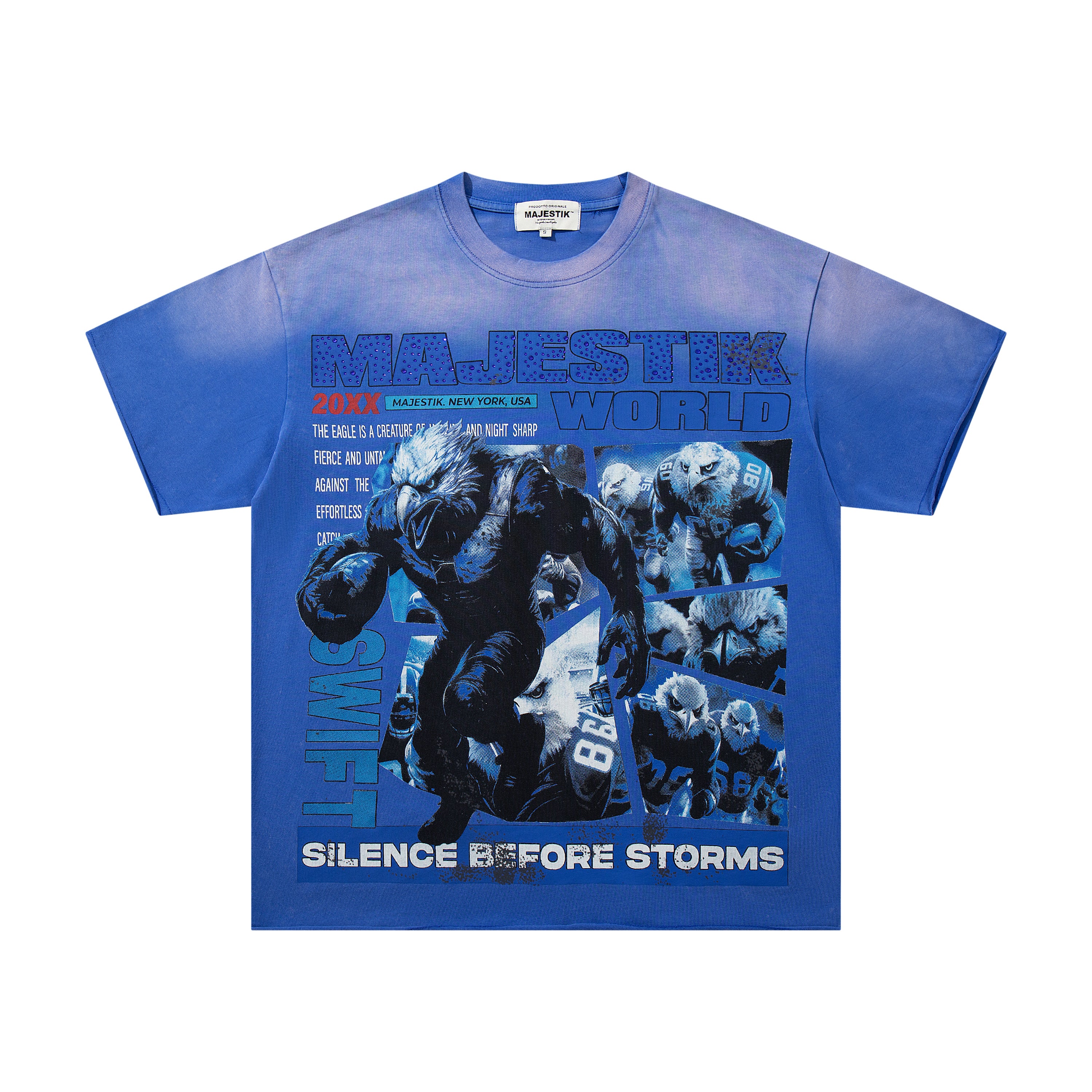 MAJESTIK Silence Before Storms Football Vintage T‑Shirt