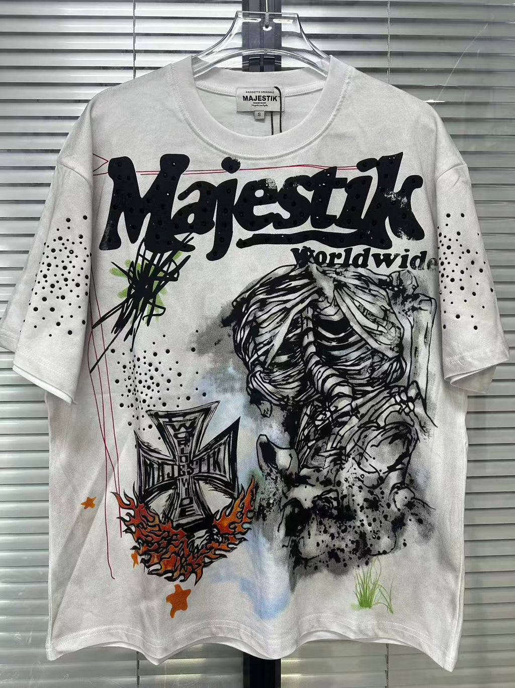 MAJESTIK Graffiti Sketch Art White Double‑Sided T‑Shirt