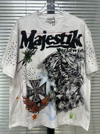 MAJESTIK Graffiti Sketch Art White Double‑Sided T‑Shirt