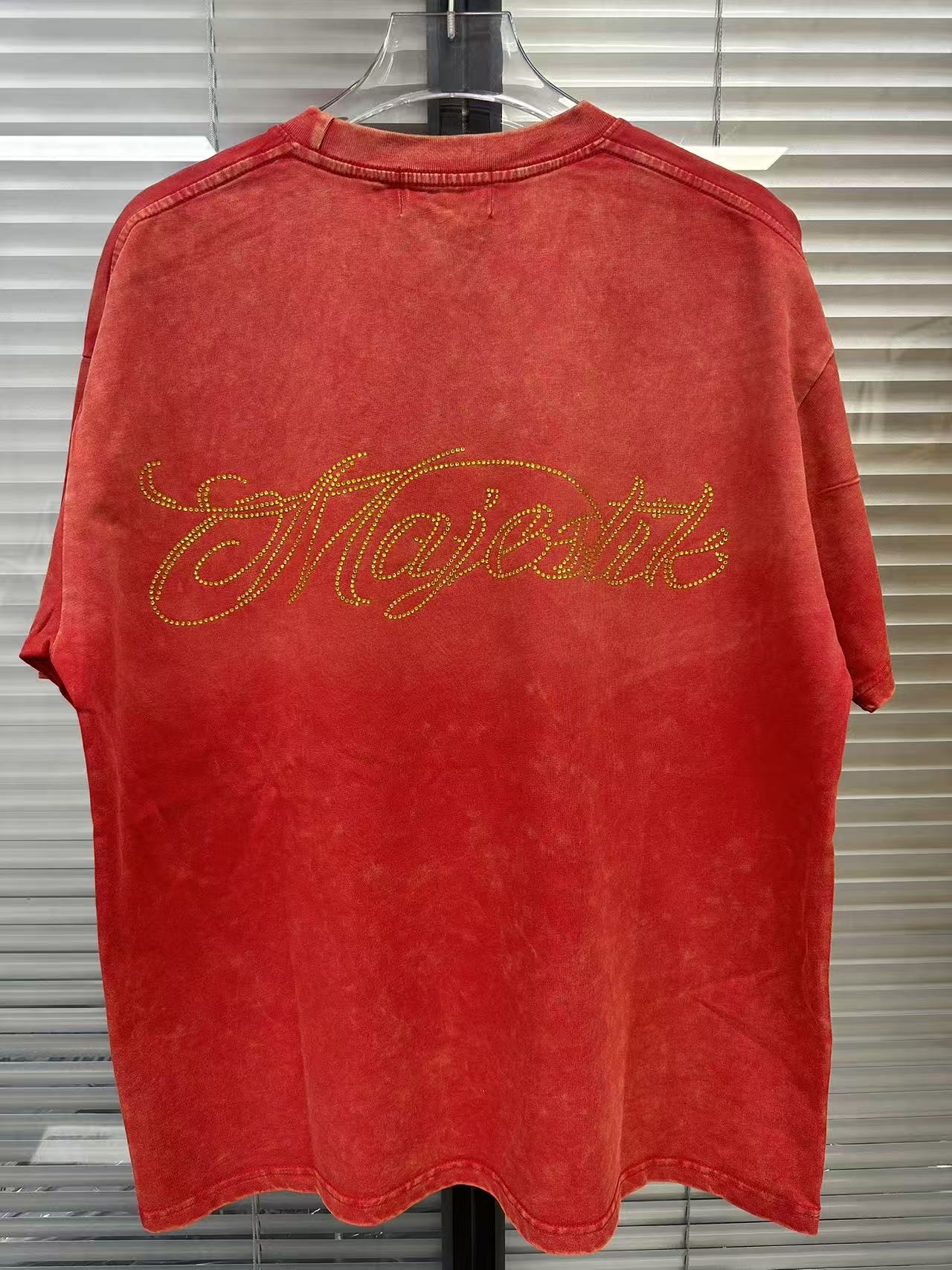 MAJESTIK Football Monster Vintage Red Double‑Sided T‑Shirt