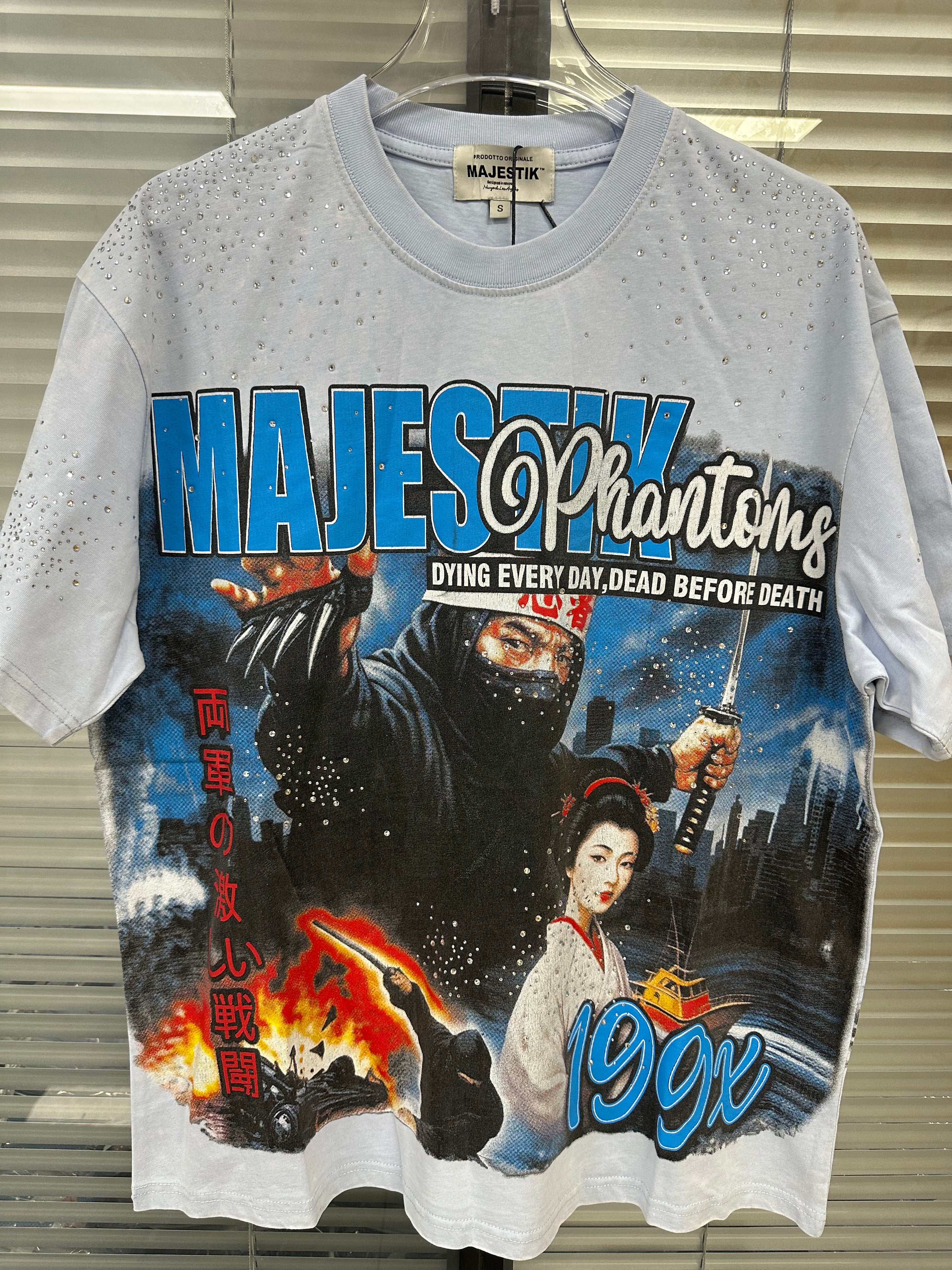 MAJESTIK Phantoms 199x Vintage Light Blue Double‑Sided T‑Shirt