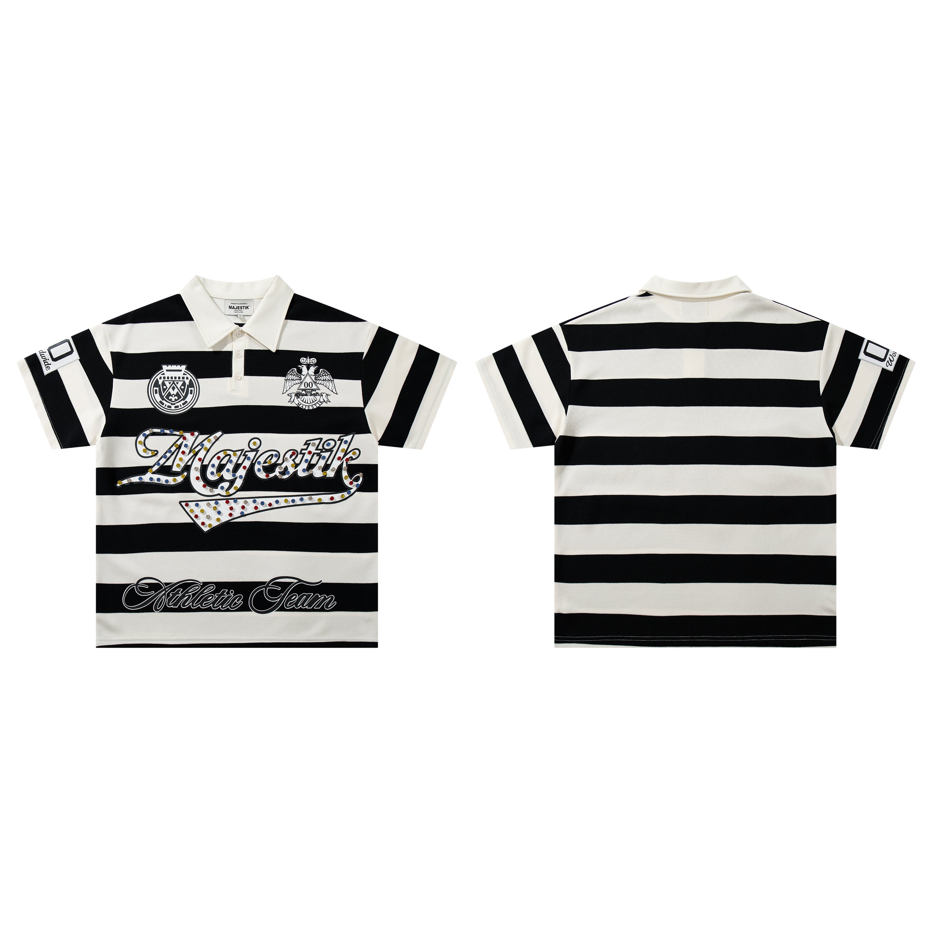 MAJESTIK Striped Embroidered Polo Shirt