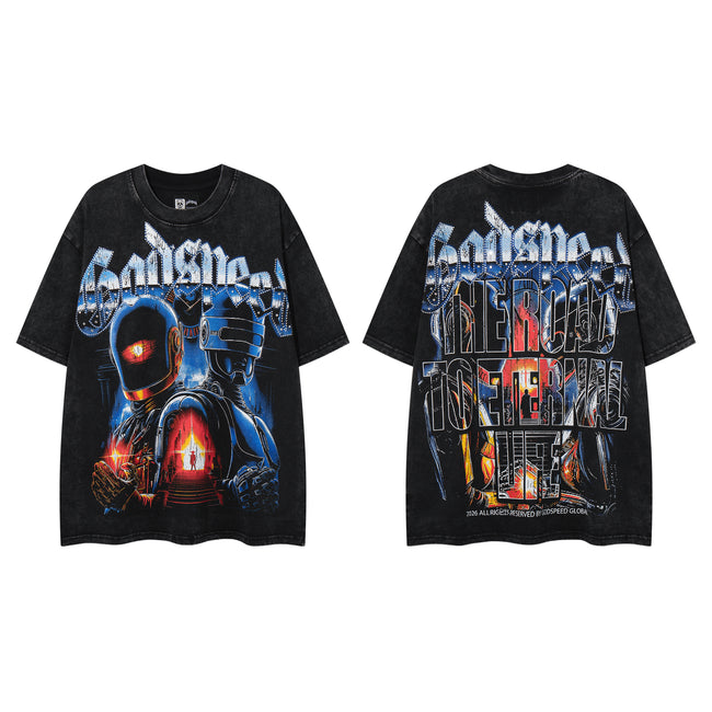 Godspeed Astronaut Double‑Sided Vintage Graphic T‑Shirt Hover Image