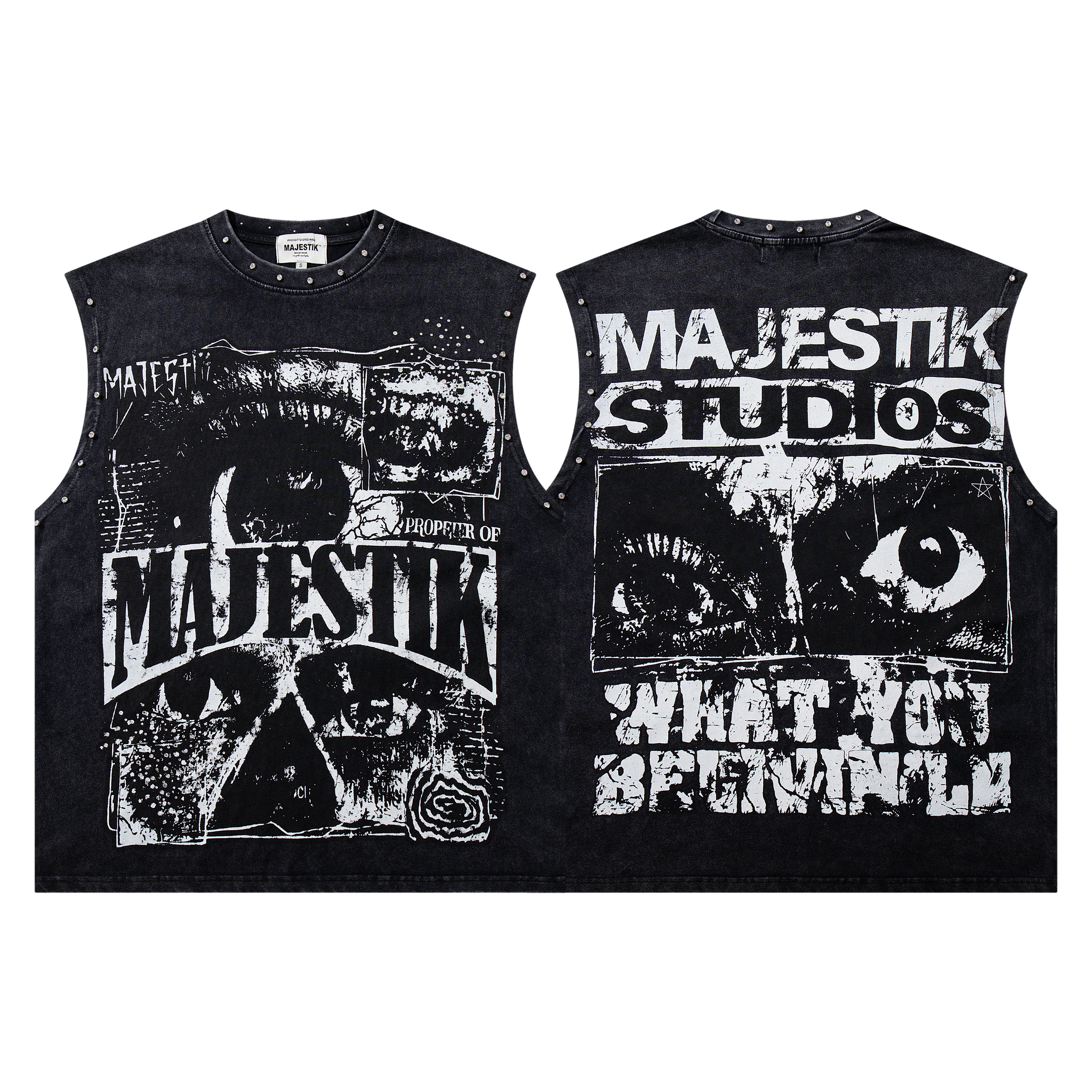 MAJESTIK Studios Distressed Eye Graphic Sleeveless Tank Top