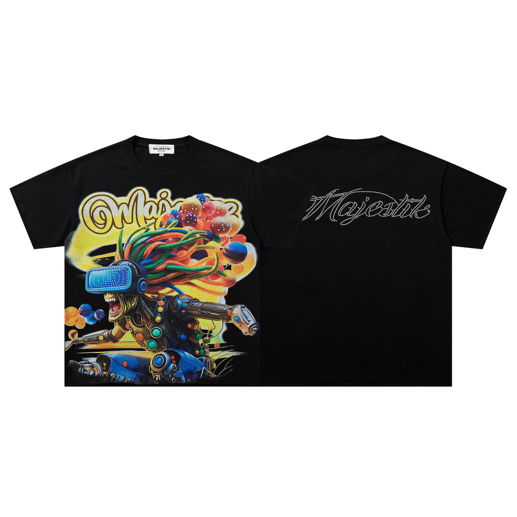 MAJESTIK VR Monkey Vintage Graphic T‑Shirt