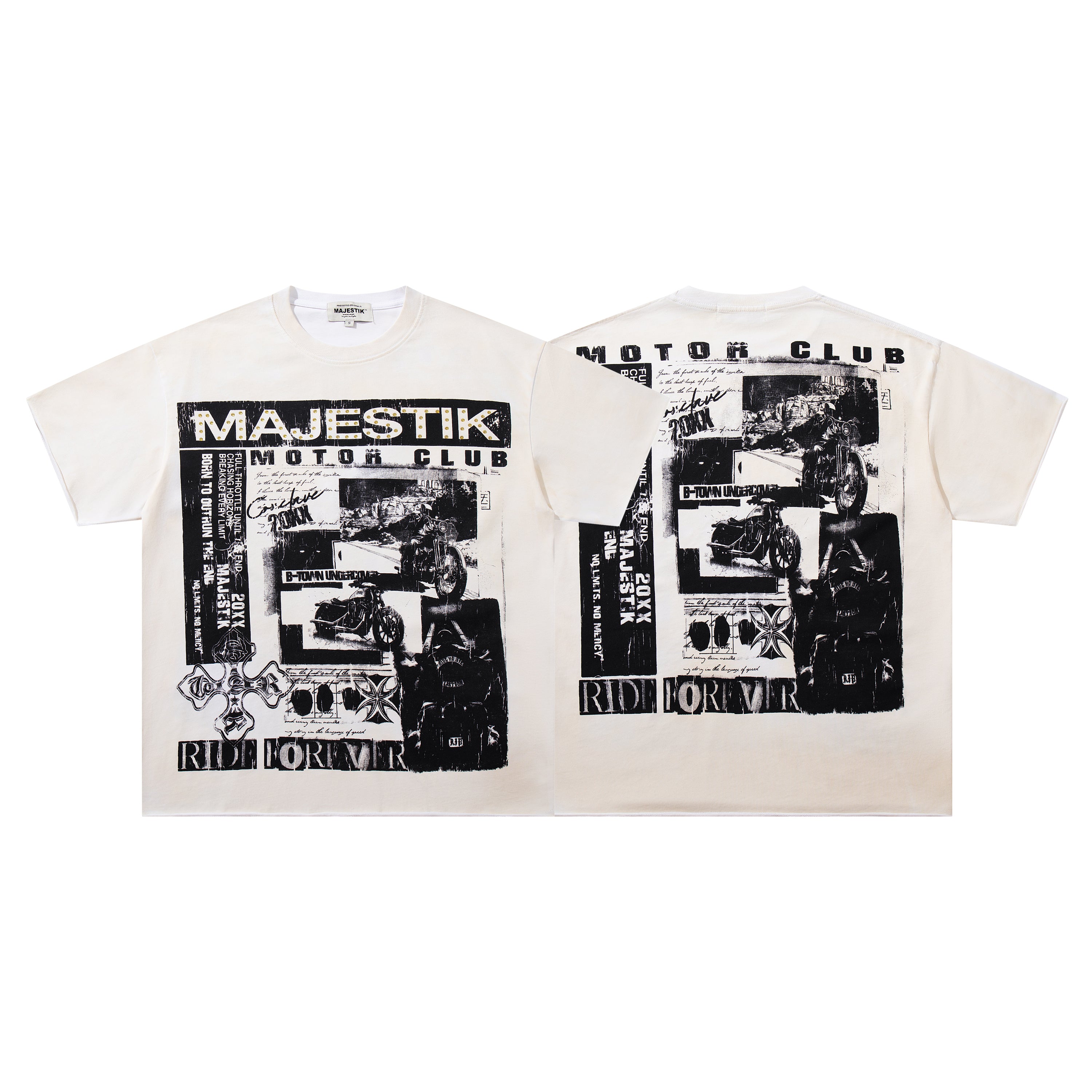 MAJESTIK Motor Club Collage Vintage T‑Shirt