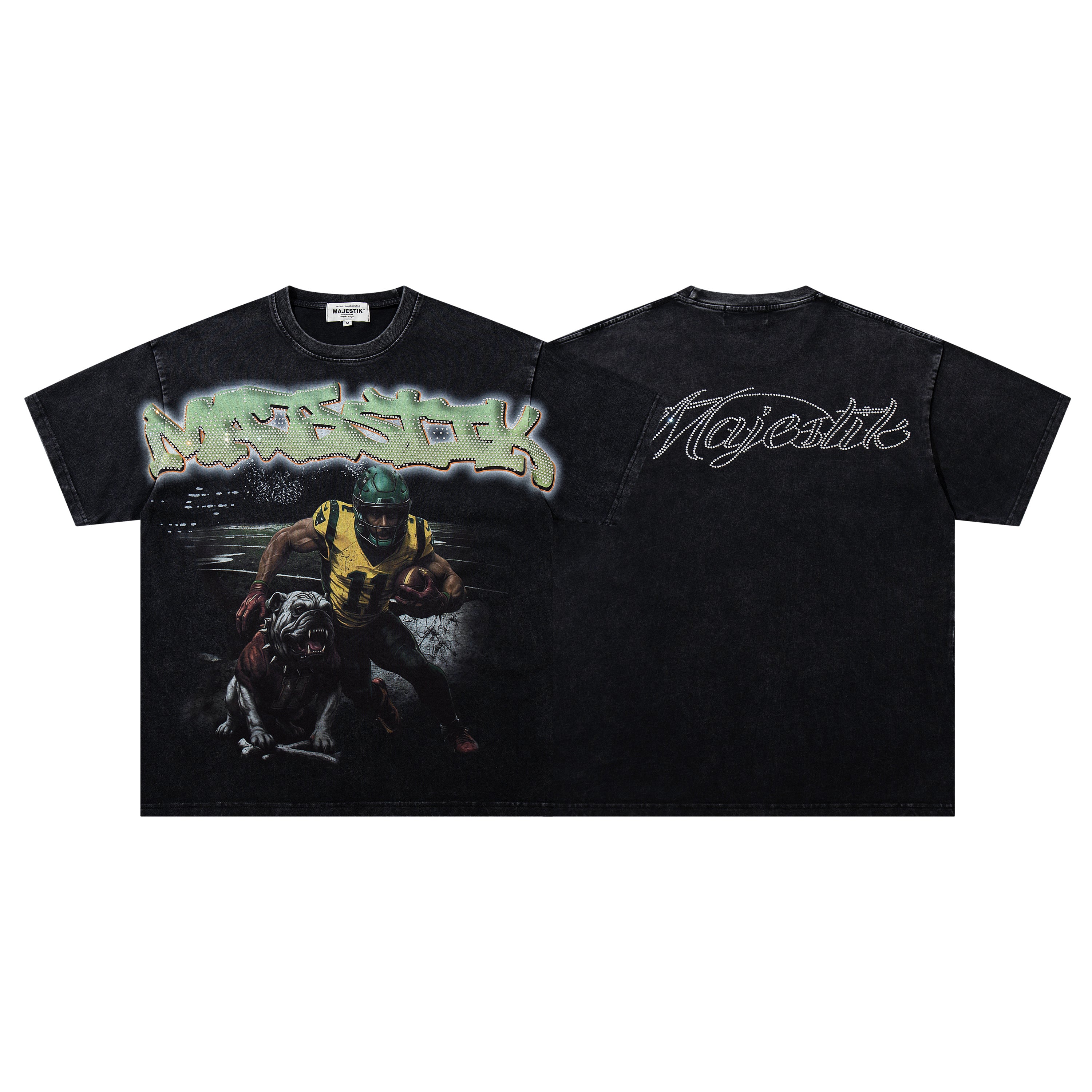 MAJESTIK Football Player Double‑Sided Vintage T‑Shirt