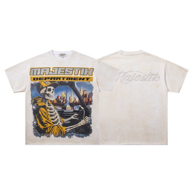 MAJESTIK Department Skeleton Driver Double‑Sided Vintage T‑Shirt Hover Image