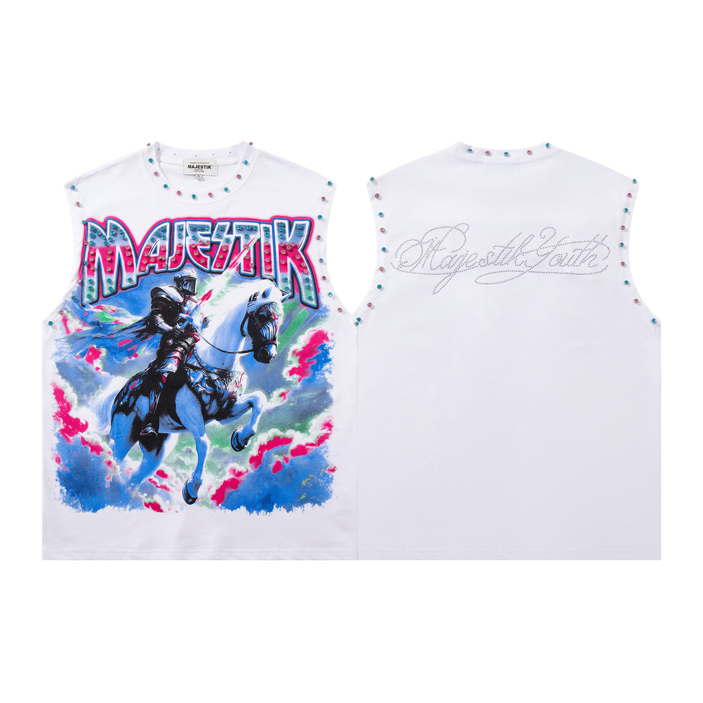 MAJESTIK Cowboy Horse Graphic Tank Top