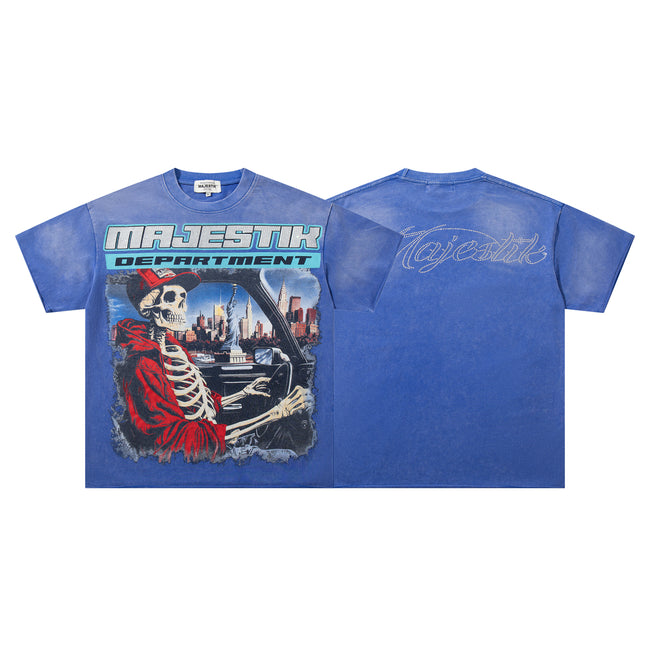 MAJESTIK Department Skeleton Driver Double‑Sided Vintage T‑Shirt Hover Image