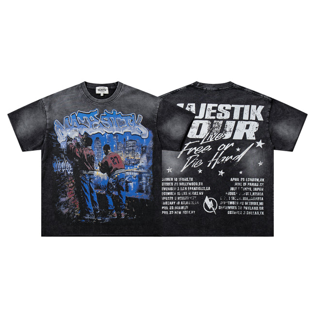 MAJESTIK Tour Double‑Sided Vintage Graphic T‑Shirt Hover Image