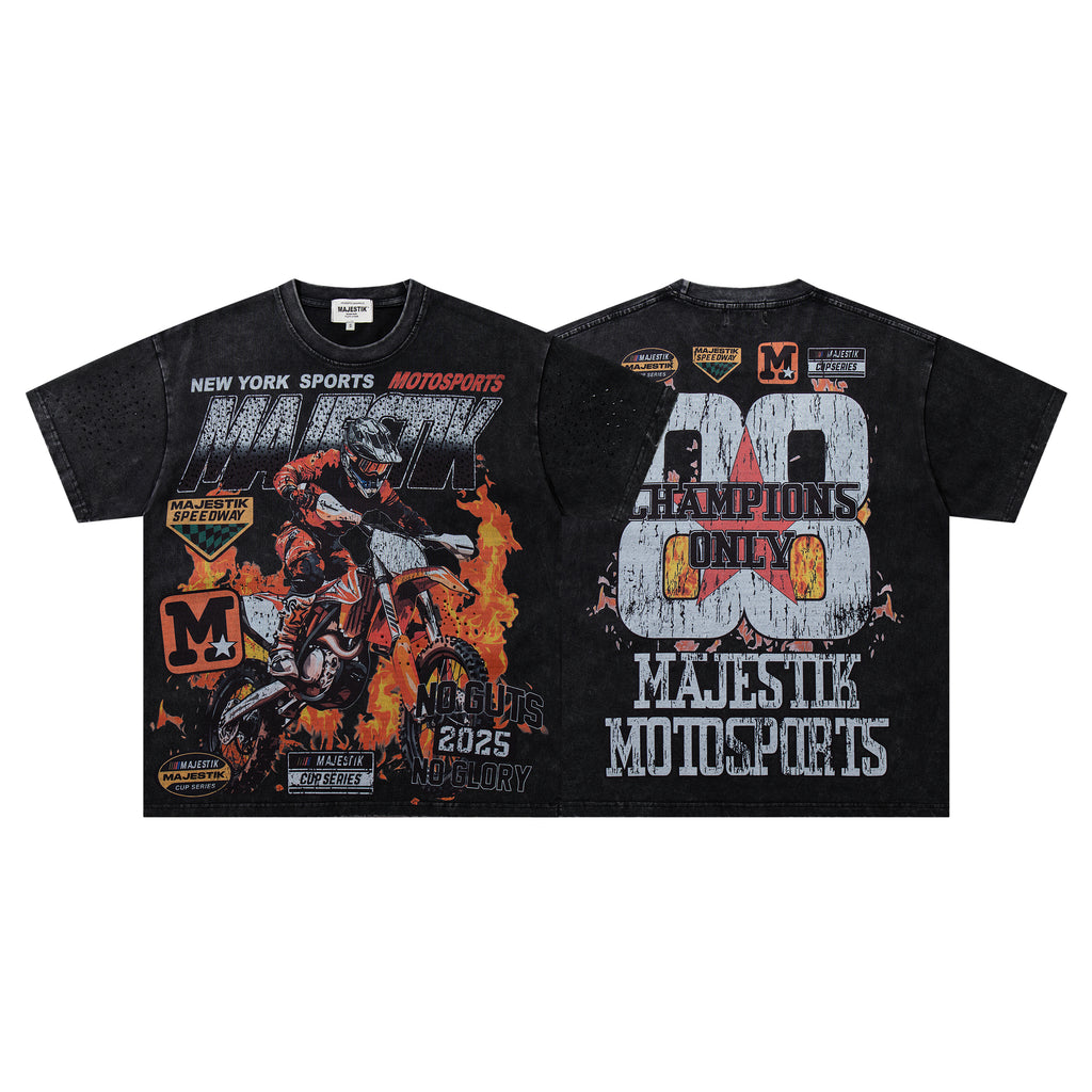 MAJESTIK Motosports 00 Champions Vintage Black Double‑Sided T‑Shirt