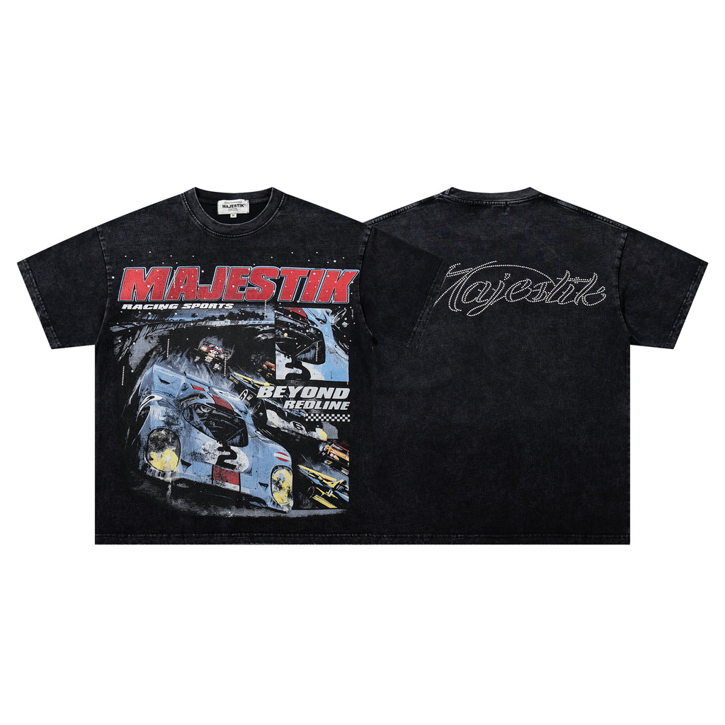 MAJESTIK Racing Car Vintage T‑Shirt