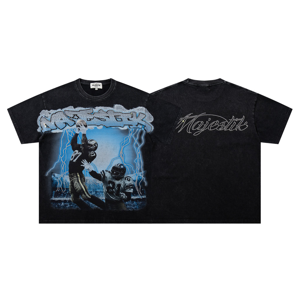 MAJESTIK Football Catch Double‑Sided Vintage T‑Shirt