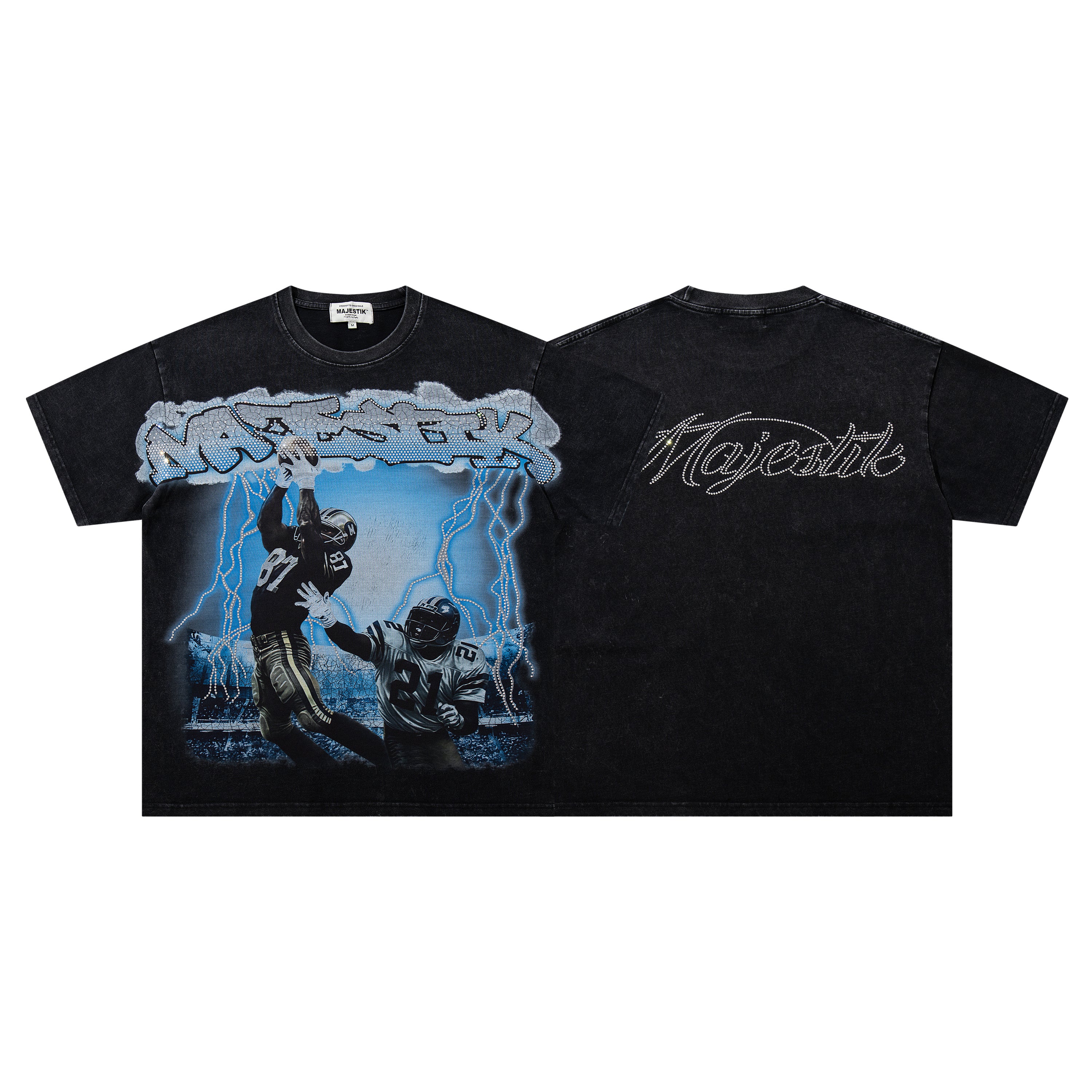 MAJESTIK Football Catch Double‑Sided Vintage T‑Shirt
