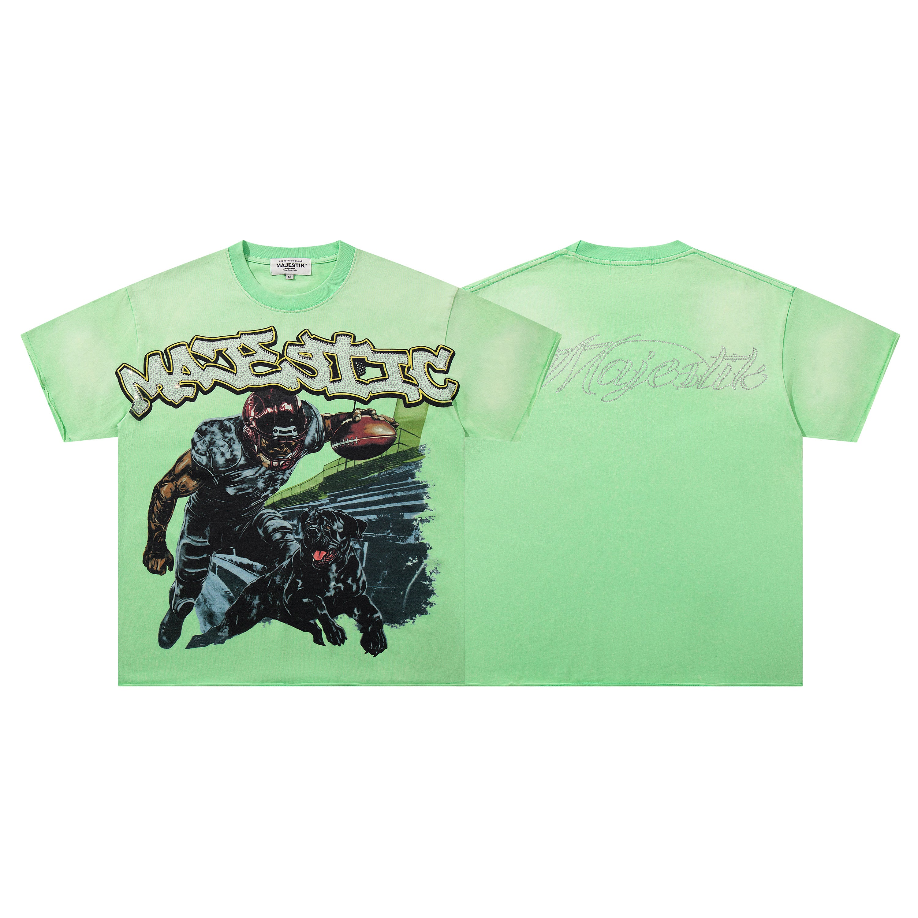 MAJESTIK Football Player Double‑Sided Vintage T‑Shirt