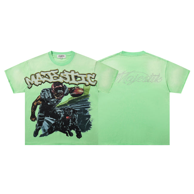 MAJESTIK Football Player Double‑Sided Vintage T‑Shirt Hover Image