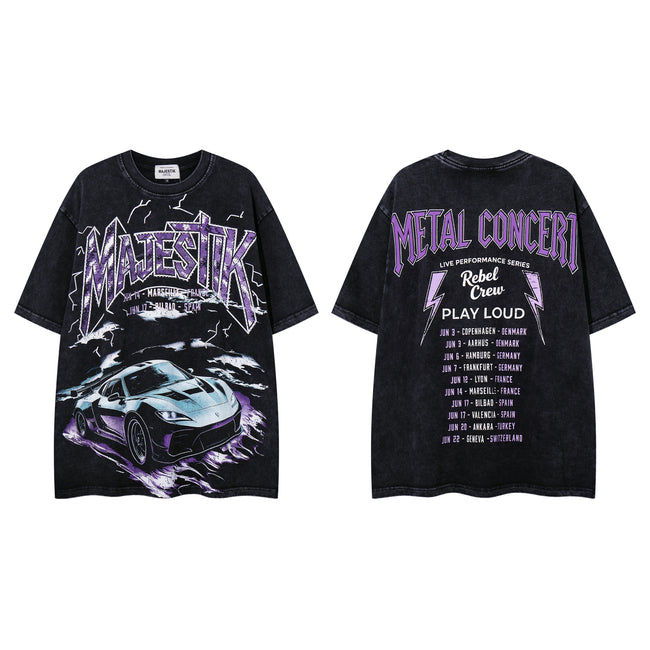 MAJESTIK Metal Concert Sports Car Double‑Sided Vintage T‑Shirt Hover Image
