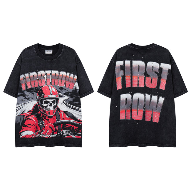MAJESTIK Skull Racer Double‑Sided Vintage T‑Shirt Hover Image