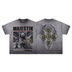 MAJESTIK Relentless Cross Wings Vintage T‑Shirt