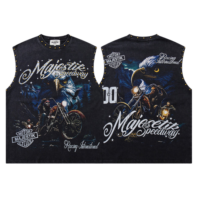 MAJESTIK Motorcycle Eagle Graphic Tank Top Hover Image