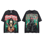 MAJESTIK Double‑Sided Skull Graphic Vintage T‑Shirt