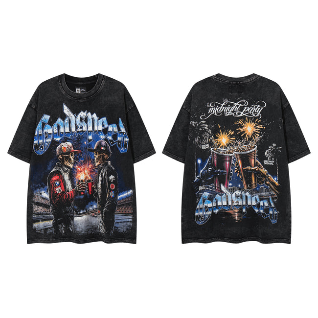 Godspeed Skull Toast Double‑Sided Vintage Graphic T‑Shirt Hover Image