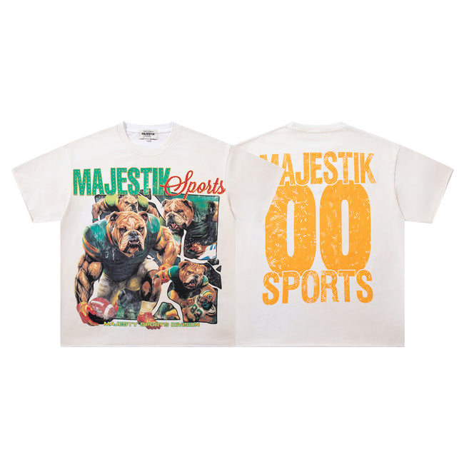 MAJESTIK Sports Bulldog Vintage Graphic T‑Shirt Hover Image