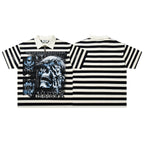 MAJESTIK Striped Half‑Zip Portrait Polo Short‑Sleeve Shirt